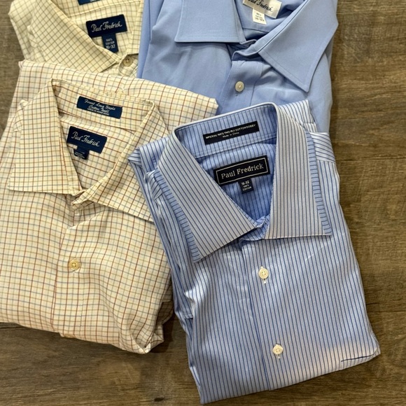 Lot of 4 Paul Fredrick Dress Shirts W/ French Cuffs – Size 16-32 – 100% Cotton - Picture 1 of 5